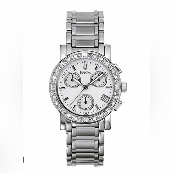 Bulova women's 96R19 diamond chronograph watch 33mm